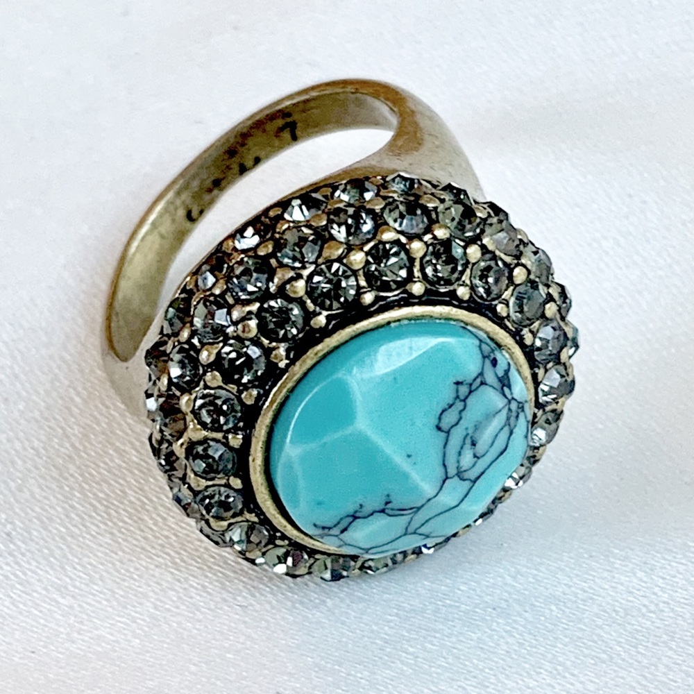 Chloe + Isabel Retro Pavé Cocktail Ring Turquoise